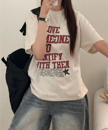 英字プリント 半袖Tシャツ