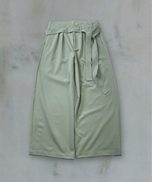 Confirm(コンファーム)の「Belted Slacks Wide Pants / ベルト付きワイドパンツ スラックス メンズ レディース ユニセックス(スラックス・メンズ・ミント/チャコールグレー/ブラック・S/L/M)」の4枚目の写真