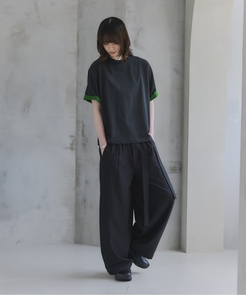 Confirm(コンファーム)の「Belted Slacks Wide Pants / ベルト付きワイドパンツ スラックス メンズ レディース ユニセックス(スラックス・メンズ・ミント/チャコールグレー/ブラック・S/L/M)」の18枚目の写真
