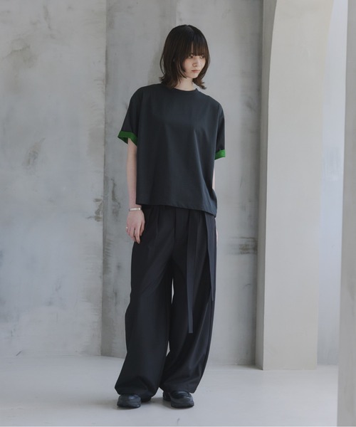 Confirm(コンファーム)の「Belted Slacks Wide Pants / ベルト付きワイドパンツ スラックス メンズ レディース ユニセックス(スラックス・メンズ・ミント/チャコールグレー/ブラック・S/L/M)」の19枚目の写真