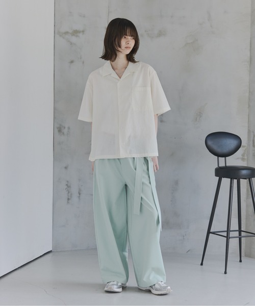 Confirm(コンファーム)の「Belted Slacks Wide Pants / ベルト付きワイドパンツ スラックス メンズ レディース ユニセックス(スラックス・メンズ・ミント/チャコールグレー/ブラック・S/L/M)」の14枚目の写真
