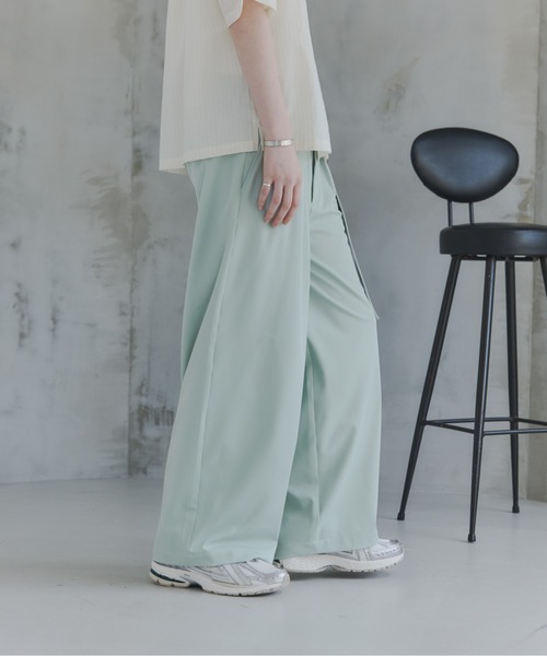 Confirm(コンファーム)の「Belted Slacks Wide Pants / ベルト付きワイドパンツ スラックス メンズ レディース ユニセックス(スラックス・メンズ・ミント/チャコールグレー/ブラック・S/L/M)」の11枚目の写真