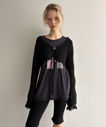 HERETIC（ヘレティック）の「BUTTON RAW EDGE SCASI BOLERO / black（ニット/セーター）」