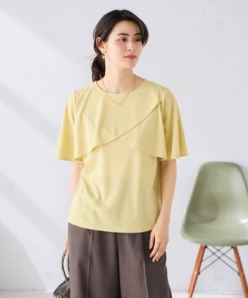 a.v.v(アーヴェヴェ)の「【前後2WAY/接触冷感】フリルデザインカットソー(Tシャツ/カットソー・レディース・クリーム/アイボリー/ブラック・36/40/38)」の4枚目の写真