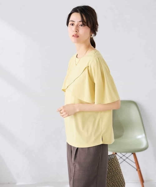 a.v.v(アーヴェヴェ)の「【前後2WAY/接触冷感】フリルデザインカットソー(Tシャツ/カットソー・レディース・クリーム/アイボリー/ブラック・36/40/38)」の5枚目の写真