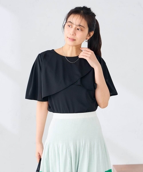 a.v.v(アーヴェヴェ)の「【前後2WAY/接触冷感】フリルデザインカットソー(Tシャツ/カットソー・レディース・クリーム/アイボリー/ブラック・36/40/38)」の15枚目の写真
