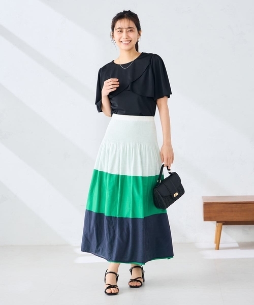 a.v.v(アーヴェヴェ)の「【前後2WAY/接触冷感】フリルデザインカットソー(Tシャツ/カットソー・レディース・クリーム/アイボリー/ブラック・36/40/38)」の16枚目の写真
