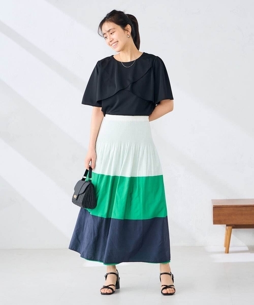 a.v.v(アーヴェヴェ)の「【前後2WAY/接触冷感】フリルデザインカットソー(Tシャツ/カットソー・レディース・クリーム/アイボリー/ブラック・36/40/38)」の17枚目の写真