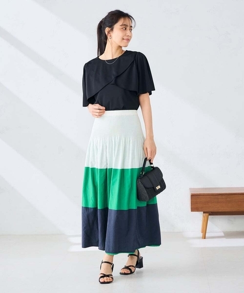 a.v.v(アーヴェヴェ)の「【前後2WAY/接触冷感】フリルデザインカットソー(Tシャツ/カットソー・レディース・クリーム/アイボリー/ブラック・36/40/38)」の18枚目の写真