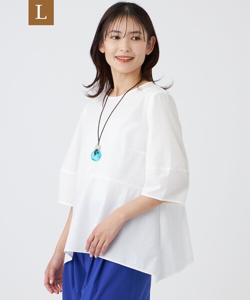 TRANS WORK（トランスワーク）の「【L】【防汚性・UV・接触冷感・ウォッシャブル】ダントツオチール（R）ブラウス（シャツ/ブラウス・レディース・ブラック/ブルー系その他4/オフホワイト・46/44）」の2枚目の写真