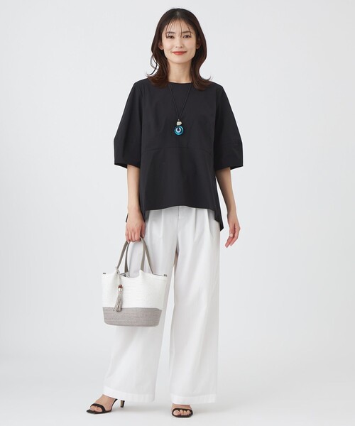 TRANS WORK（トランスワーク）の「【L】【防汚性・UV・接触冷感・ウォッシャブル】ダントツオチール（R）ブラウス（シャツ/ブラウス・レディース・ブラック/ブルー系その他4/オフホワイト・46/44）」の5枚目の写真
