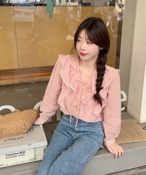 FAVORITO(ファヴォリート)の「フリルブラウス(シャツ/ブラウス・レディース・ブルー/ピンク/ライトイエロー・F)」の18枚目の写真