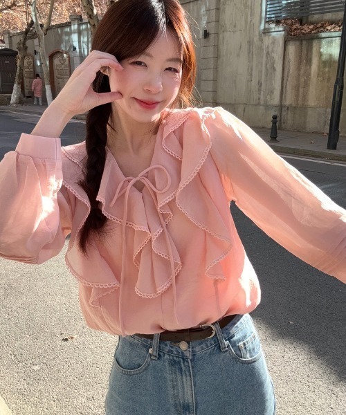 FAVORITO(ファヴォリート)の「フリルブラウス(シャツ/ブラウス・レディース・ブルー/ピンク/ライトイエロー・F)」の17枚目の写真