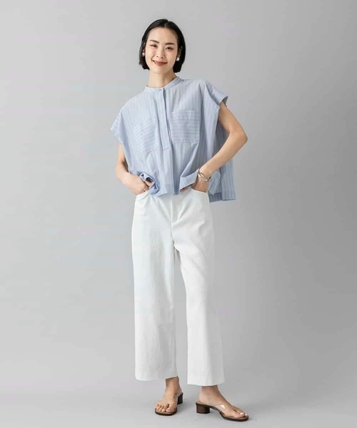 MICHEL KLEIN(ミッシェル・クラン)の「ストライプダブルポケットPO(シャツ/ブラウス・レディース・ダークインディゴブルー/クリーム・38/40)」の12枚目の写真