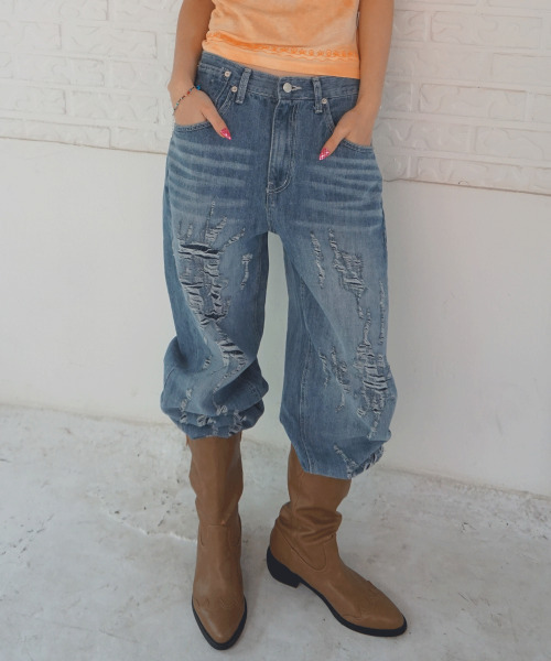 KIJIKO(キジコ)の「ke615. Vintage Damage Denim(デニムパンツ・レディース・ブルー系その他・SMALL/MEDIUM/LARGE)」の2枚目の写真