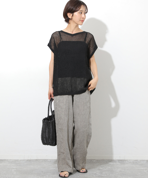 JOURNAL STANDARD relume(ジャーナルスタンダード レリューム)の「2WAYメッシュニットフレンチスリーブ(ニット/セーター・レディース・ブラック/ベージュ/ブラウン・FREE)」の18枚目の写真
