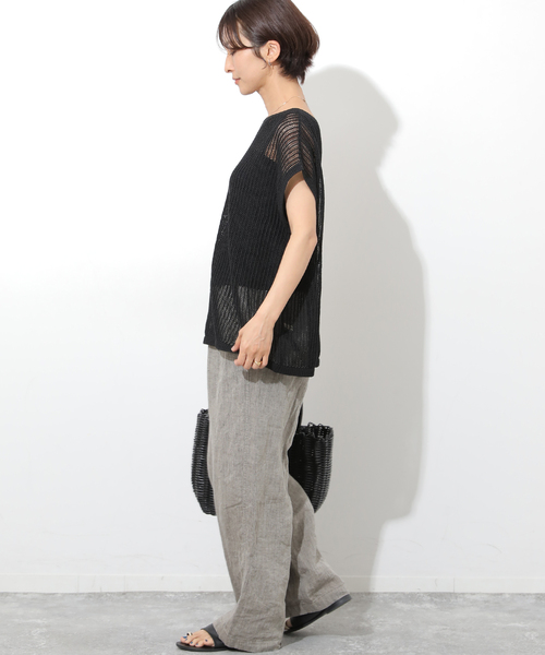 JOURNAL STANDARD relume(ジャーナルスタンダード レリューム)の「2WAYメッシュニットフレンチスリーブ(ニット/セーター・レディース・ブラック/ベージュ/ブラウン・FREE)」の19枚目の写真
