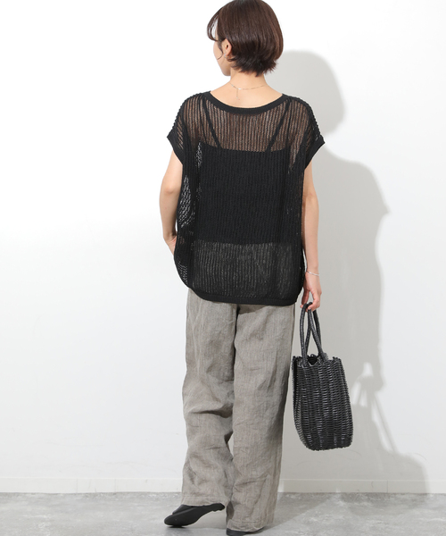 JOURNAL STANDARD relume(ジャーナルスタンダード レリューム)の「2WAYメッシュニットフレンチスリーブ(ニット/セーター・レディース・ブラック/ベージュ/ブラウン・FREE)」の20枚目の写真