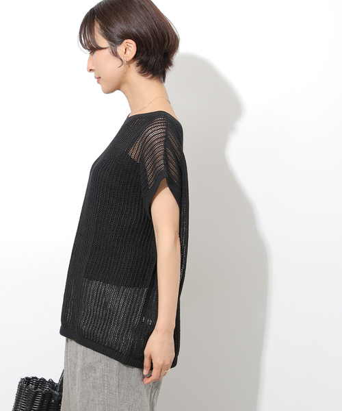 JOURNAL STANDARD relume(ジャーナルスタンダード レリューム)の「2WAYメッシュニットフレンチスリーブ(ニット/セーター・レディース・ブラック/ベージュ/ブラウン・FREE)」の22枚目の写真