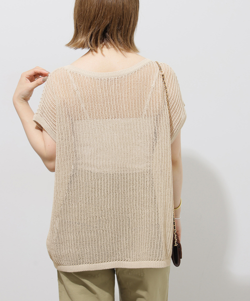 JOURNAL STANDARD relume(ジャーナルスタンダード レリューム)の「2WAYメッシュニットフレンチスリーブ(ニット/セーター・レディース・ブラック/ベージュ/ブラウン・FREE)」の6枚目の写真