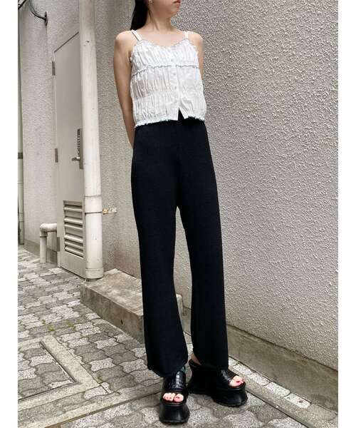 MURUA(ムルーア)の「【セットアップ対応】ニットストレートパンツ 夏服(その他パンツ・レディース・ベージュ/ブラック・FREE)」の21枚目の写真