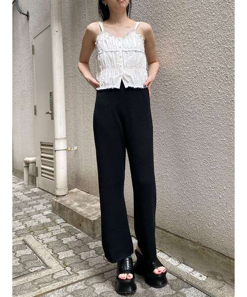 MURUA(ムルーア)の「【セットアップ対応】ニットストレートパンツ 夏服(その他パンツ・レディース・ベージュ/ブラック・FREE)」の22枚目の写真