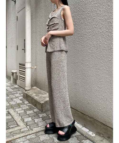 MURUA(ムルーア)の「【セットアップ対応】ニットストレートパンツ 夏服(その他パンツ・レディース・ベージュ/ブラック・FREE)」の3枚目の写真