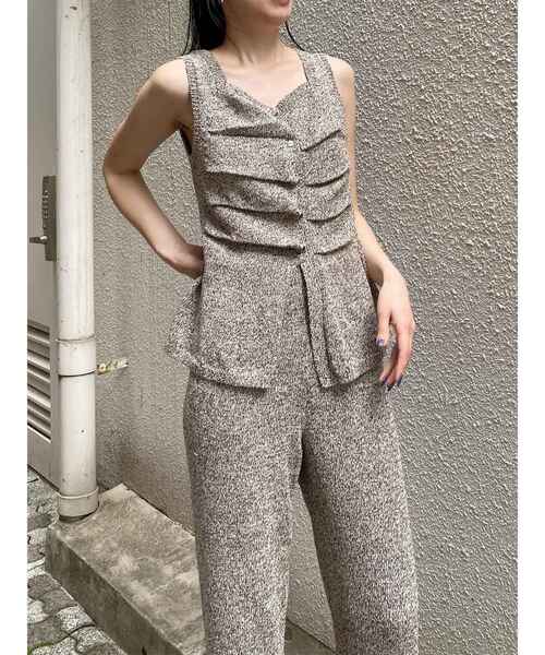 MURUA(ムルーア)の「【セットアップ対応】ニットストレートパンツ 夏服(その他パンツ・レディース・ベージュ/ブラック・FREE)」の5枚目の写真