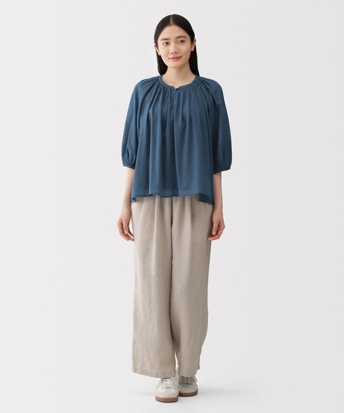 無印良品(ムジルシリョウヒン)の「婦人 強撚 シアー半袖ブラウス(シャツ/ブラウス・レディース・ホワイト/ブラック/ブルー系・S/M/L/XL)」の15枚目の写真