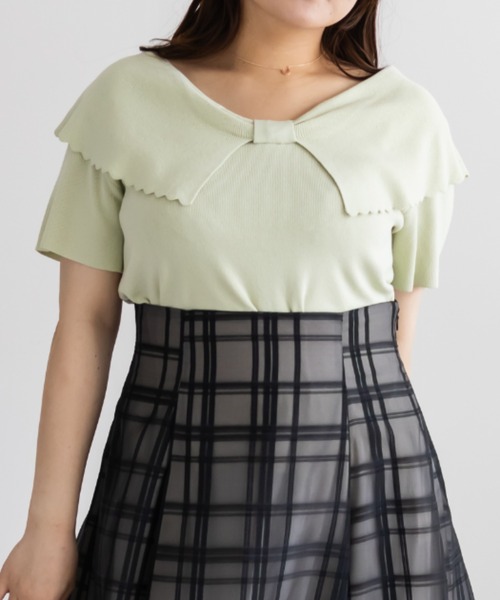 CLETTE(クレット)の「CLETTEオリジナルスカラップリボンカラーニット(ニット/セーター・レディース・アイボリー/グリーン/ブラウン・LL/4L/3L)」の19枚目の写真