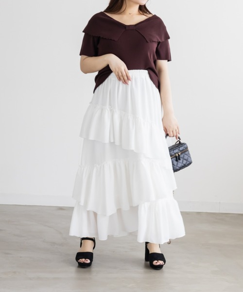 CLETTE(クレット)の「CLETTEオリジナルスカラップリボンカラーニット(ニット/セーター・レディース・アイボリー/グリーン/ブラウン・LL/4L/3L)」の17枚目の写真