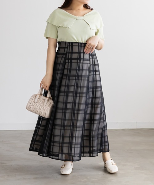 CLETTE(クレット)の「CLETTEオリジナルスカラップリボンカラーニット(ニット/セーター・レディース・アイボリー/グリーン/ブラウン・LL/4L/3L)」の10枚目の写真