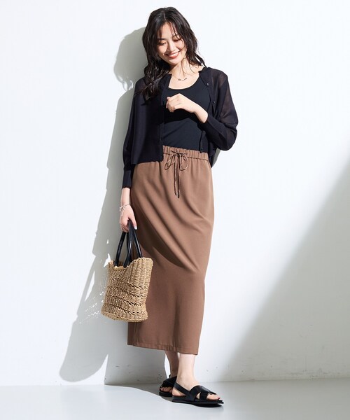 INDIVI（インディヴィ）の「【シアー／軽羽織】ドルマン袖ニットカーディガン（カーディガン/ボレロ・レディース・オフホワイト/オレンジ系/ブラック・13/38/05/15 ）」の11枚目の写真