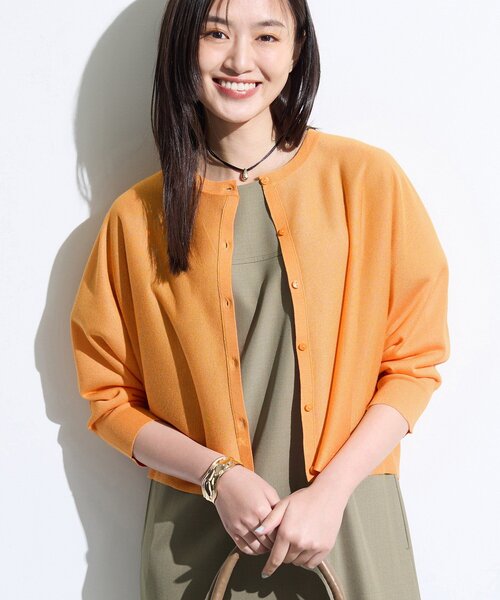 INDIVI（インディヴィ）の「【シアー／軽羽織】ドルマン袖ニットカーディガン（カーディガン/ボレロ・レディース・オフホワイト/オレンジ系/ブラック・13/38/05/15 ）」の13枚目の写真