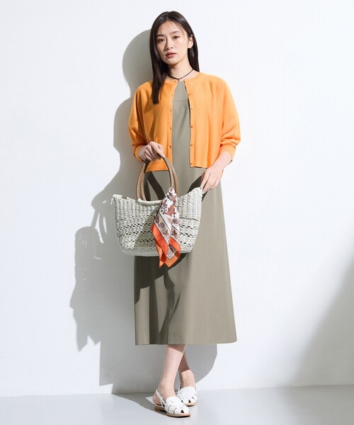 INDIVI（インディヴィ）の「【シアー／軽羽織】ドルマン袖ニットカーディガン（カーディガン/ボレロ・レディース・オフホワイト/オレンジ系/ブラック・13/38/05/15 ）」の14枚目の写真