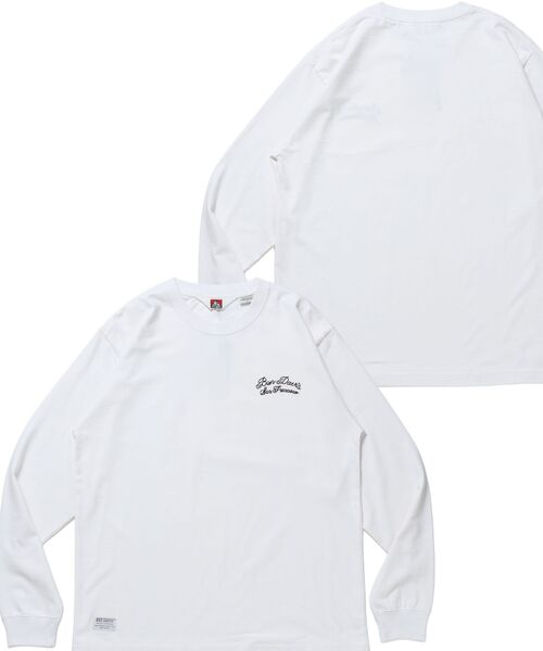 BEN DAVIS(ベンデイビス)の「【BEN DAVIS】SCRIPT VNTG L/S TEE (REG) / ロンT 長袖 刺繍 ビスネーム ヴィンテージ加工 レギュラーフィット ユニセックス(Tシャツ/カットソー・メンズ・ホワイト/ミント/グレー/ピンク/ブラック/その他1/ネイビー・SMALL/MEDIUM/LARGE/X-LARGE)」の2枚目の写真