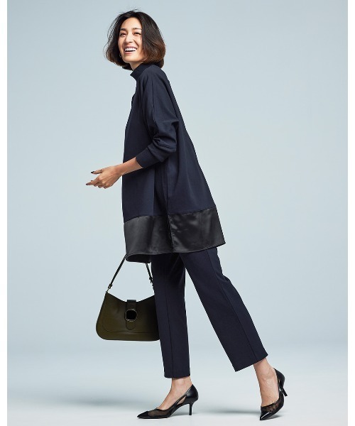 DoCLASSE（ ドゥクラッセ）の「ストレッチジョーゼット・ストレートパンツ（その他パンツ・レディース・ブラウン/ブラック/ダークネイビー・L/M/S）」の3枚目の写真