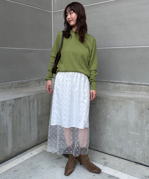 SLOBE IENA(スローブイエナ)の「《シリーズあり/追加》ウォッシャブルプレーンニット(ニット/セーター・レディース・イエロー/チャコールグレー/パープル/グリーン・FREE)」の14枚目の写真