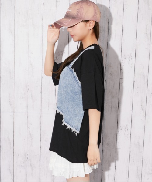 GORGE(ゴージ)の「《デニムビスチェドッキング》Tシャツ/Y2K/春夏/全3色(Tシャツ/カットソー・レディース・グレー/ブラック/オフホワイト・F)」の17枚目の写真