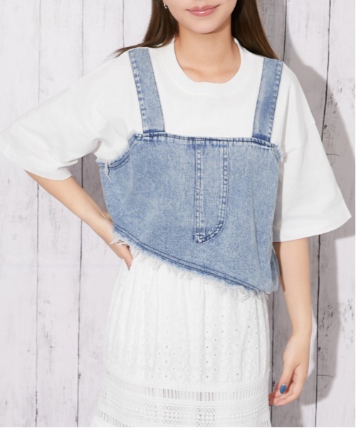 GORGE(ゴージ)の「《デニムビスチェドッキング》Tシャツ/Y2K/春夏/全3色(Tシャツ/カットソー・レディース・グレー/ブラック/オフホワイト・F)」の12枚目の写真