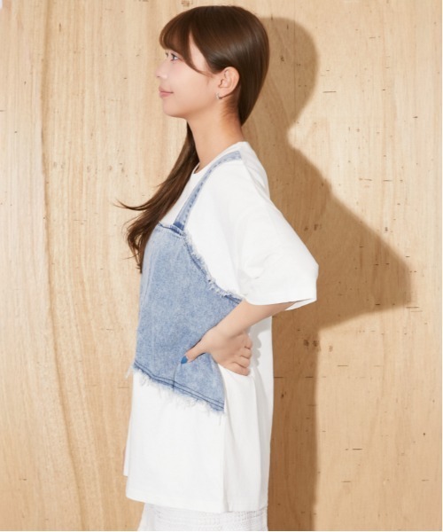GORGE(ゴージ)の「《デニムビスチェドッキング》Tシャツ/Y2K/春夏/全3色(Tシャツ/カットソー・レディース・グレー/ブラック/オフホワイト・F)」の10枚目の写真