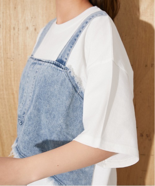 GORGE(ゴージ)の「《デニムビスチェドッキング》Tシャツ/Y2K/春夏/全3色(Tシャツ/カットソー・レディース・グレー/ブラック/オフホワイト・F)」の5枚目の写真