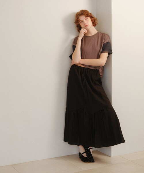 BIANCA（ビアンカ）の「【ON・OFF着回し】チュールコンビカノコカットソー（Tシャツ/カットソー・レディース・ブラウン/ブラック/チャコールグレー・38）」の11枚目の写真