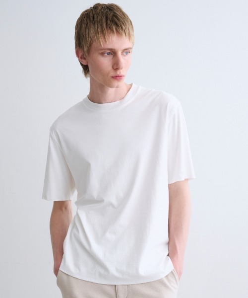 three dots(スリードッツ)の「ミルキージャージー Tシャツ(Tシャツ/カットソー・メンズ・ライトグレー/ホワイト系その他・LARGE)」の2枚目の写真