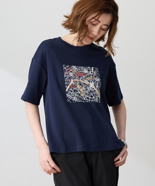 イラストレーターコラボ】マップモチーフプリントTシャツ【接触冷感
