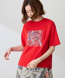 【イラストレーターコラボ】マップモチーフプリントTシャツ【接触冷感・UVカット・オーガニックコットンブレンド】