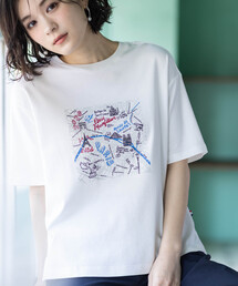 【イラストレーターコラボ】マップモチーフプリントTシャツ【接触冷感・UVカット・オーガニックコットンブレンド】