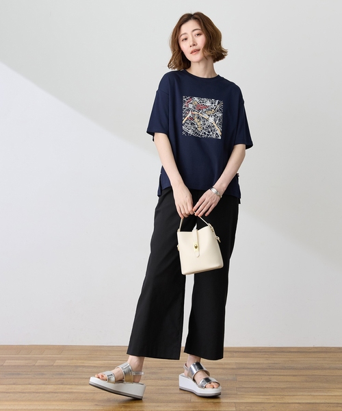 Petit Honfleur(プチオンフルール)の「【イラストレーターコラボ】マップモチーフプリントTシャツ【接触冷感・UVカット・オーガニックコットンブレンド】(Tシャツ/カットソー・レディース・ホワイト/レッド/ネイビー・M/L)」の10枚目の写真