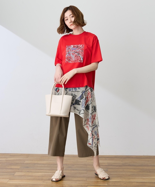 Petit Honfleur(プチオンフルール)の「【イラストレーターコラボ】マップモチーフプリントTシャツ【接触冷感・UVカット・オーガニックコットンブレンド】(Tシャツ/カットソー・レディース・ホワイト/レッド/ネイビー・M/L)」の13枚目の写真