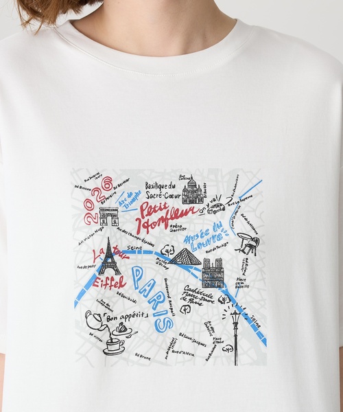 Petit Honfleur(プチオンフルール)の「【イラストレーターコラボ】マップモチーフプリントTシャツ【接触冷感・UVカット・オーガニックコットンブレンド】(Tシャツ/カットソー・レディース・ホワイト/レッド/ネイビー・M/L)」の19枚目の写真